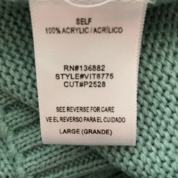 The Vintage Shop Reve Sweater One Shoulder Green Cable Knit SZ L NWT - Picture 7 of 7